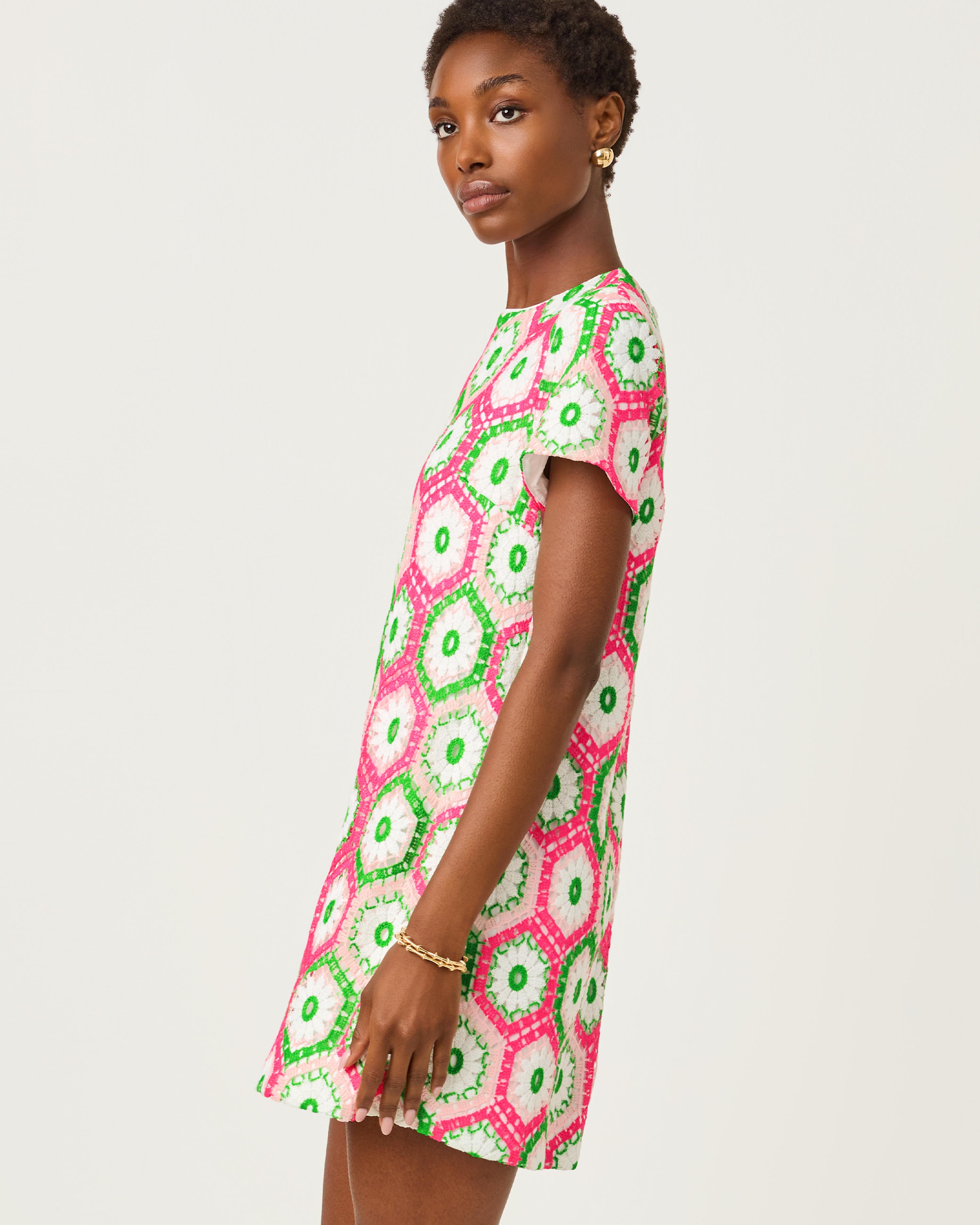 Leyla Shift Dress - Cherry Blossom Pink Daisy