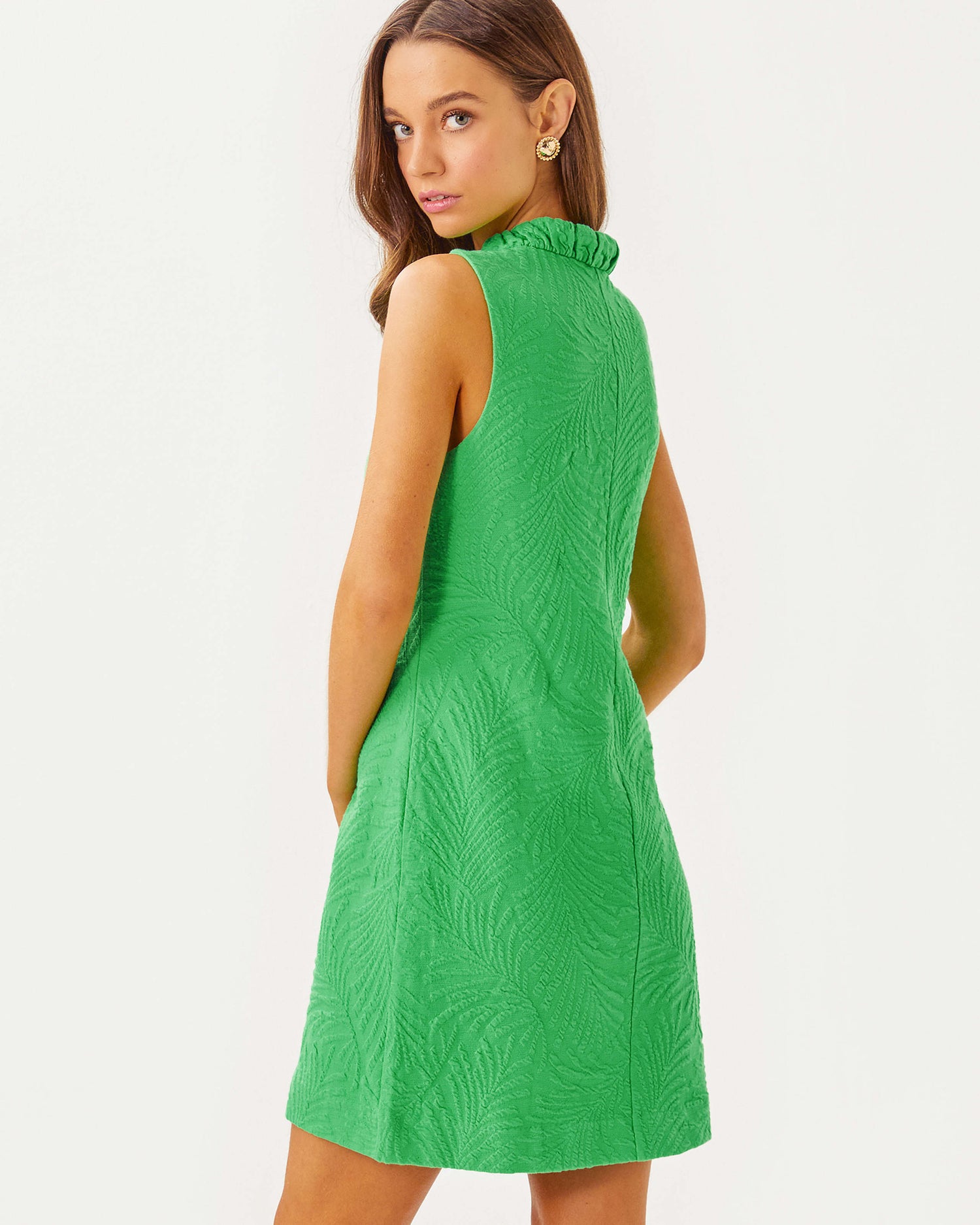 Lilly Pulitzer | Elsey Shift Dress- Fauna Green Leafy Knit Pucker Jacquard