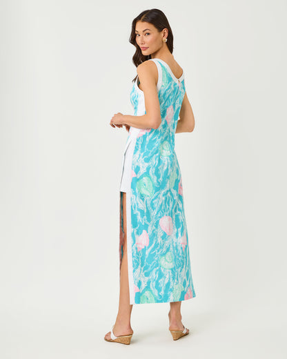 Eleanora Maxi Shift Romper - Capri Blue Oversized Shelden