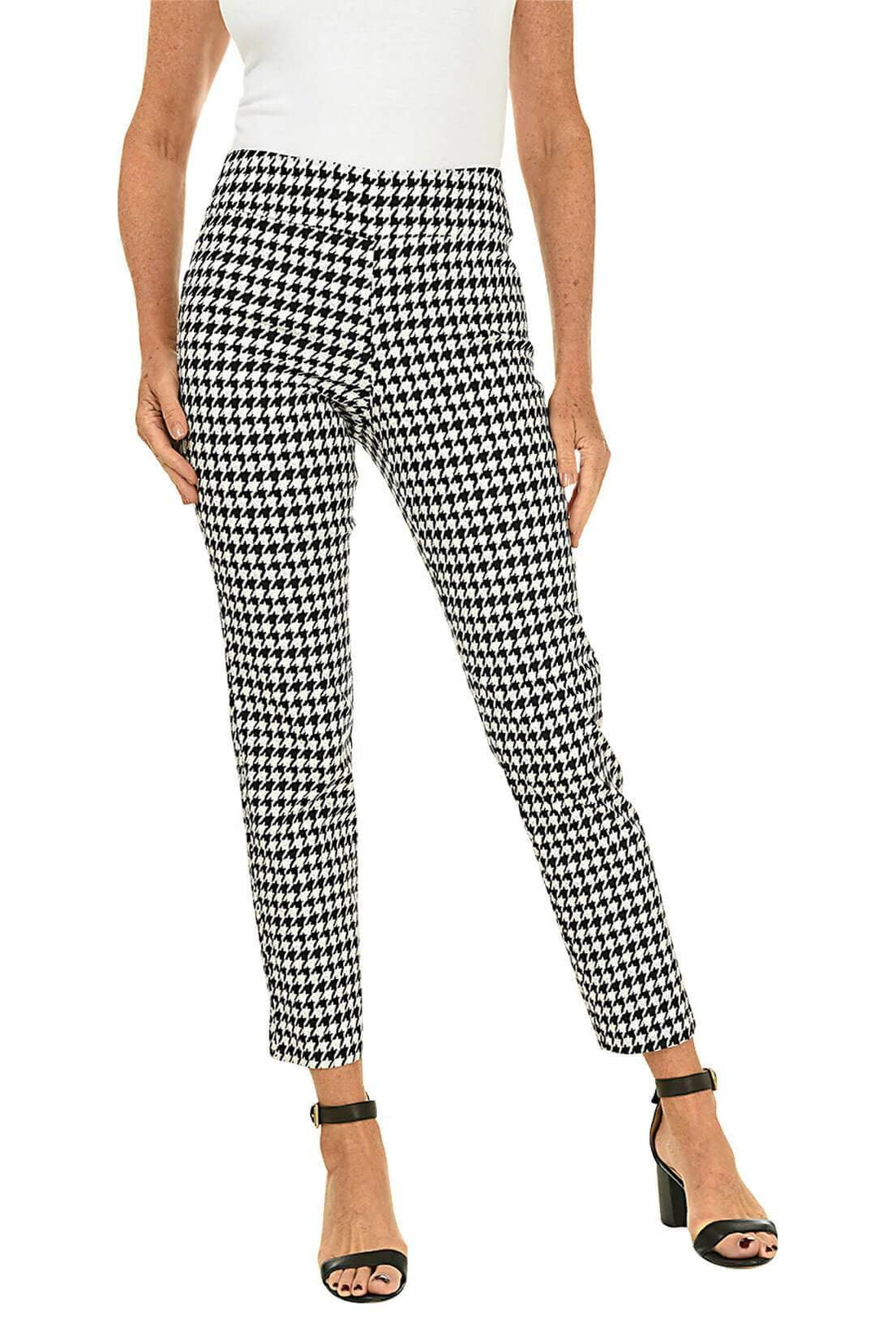 Krazy Larry P507 Pull on Pant - Black Mini Hounds Tooth