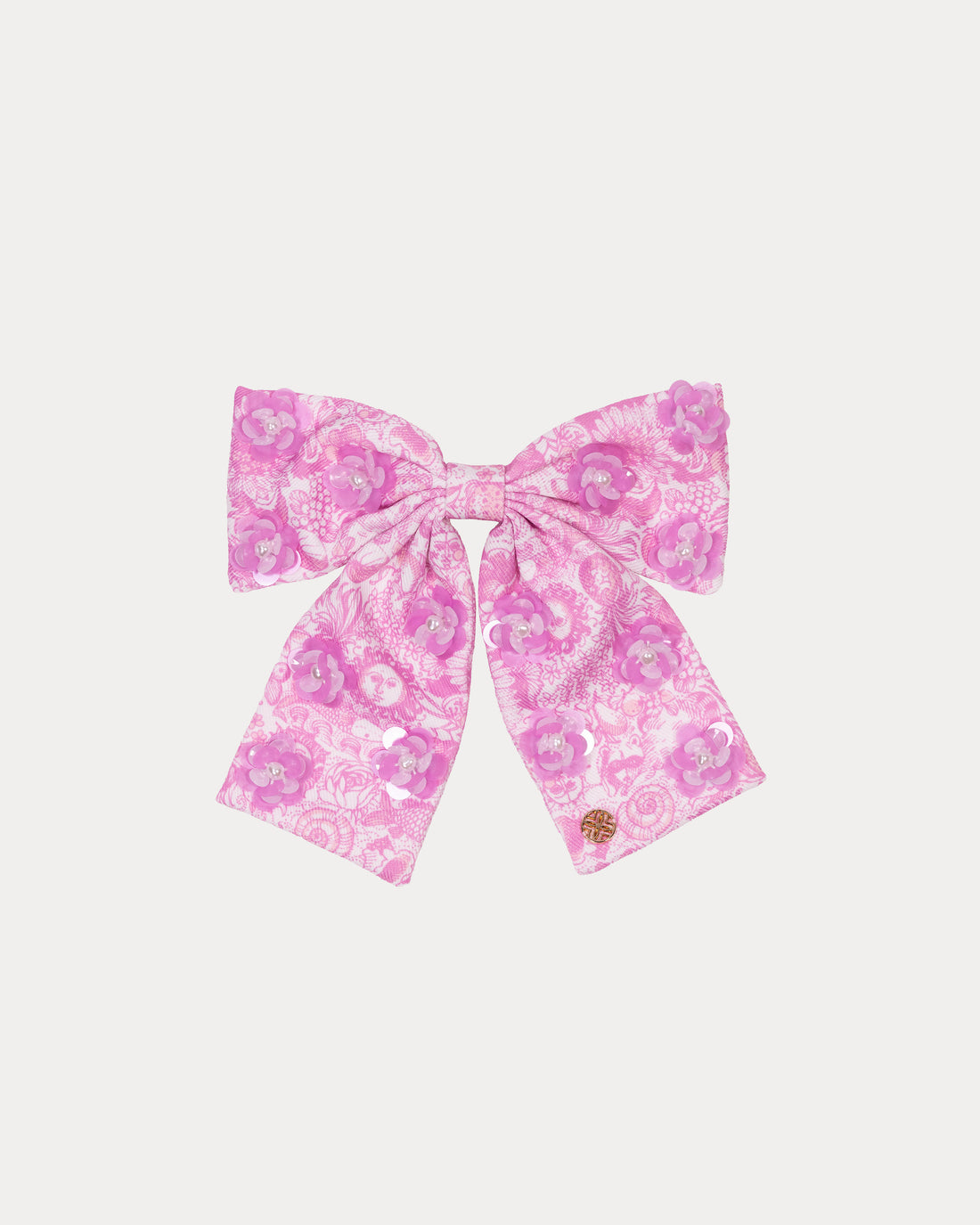 Embellished Bow Barrette - Cherry Blossom Pink Fleur De Lilly
