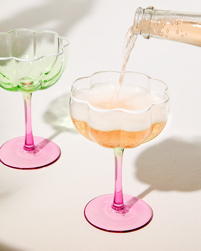 Lilly Pulitzer | Coupe Glass Set - Jade Lime/ Pink Muse