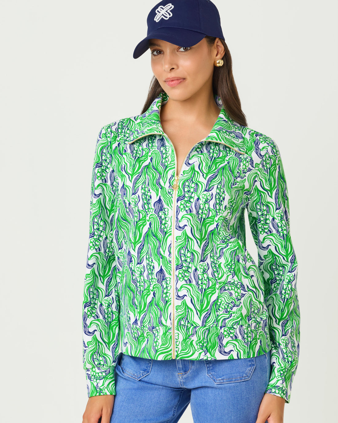 Lilly Pulitzer | Eleni Upf 50+ Zip-up - Putting Green Lilly Of The Valley