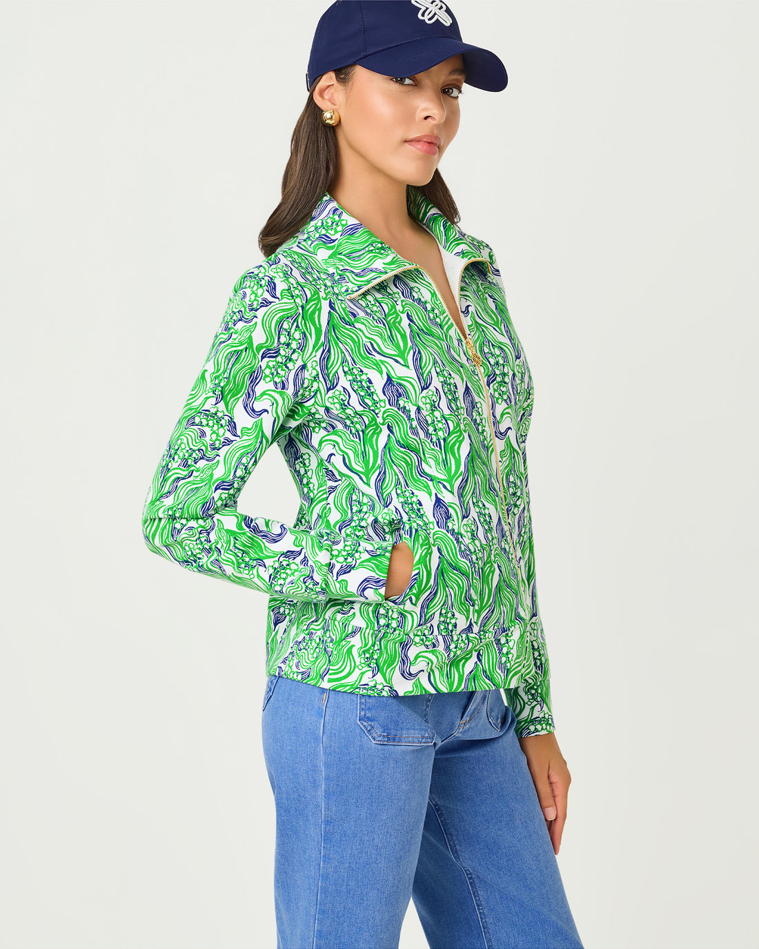 Lilly Pulitzer | Eleni Upf 50+ Zip-up - Putting Green Lilly Of The Valley