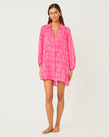 Sadira Long Sleeve Cover Up - Cherry Blossom Pink Tangerine Dream
