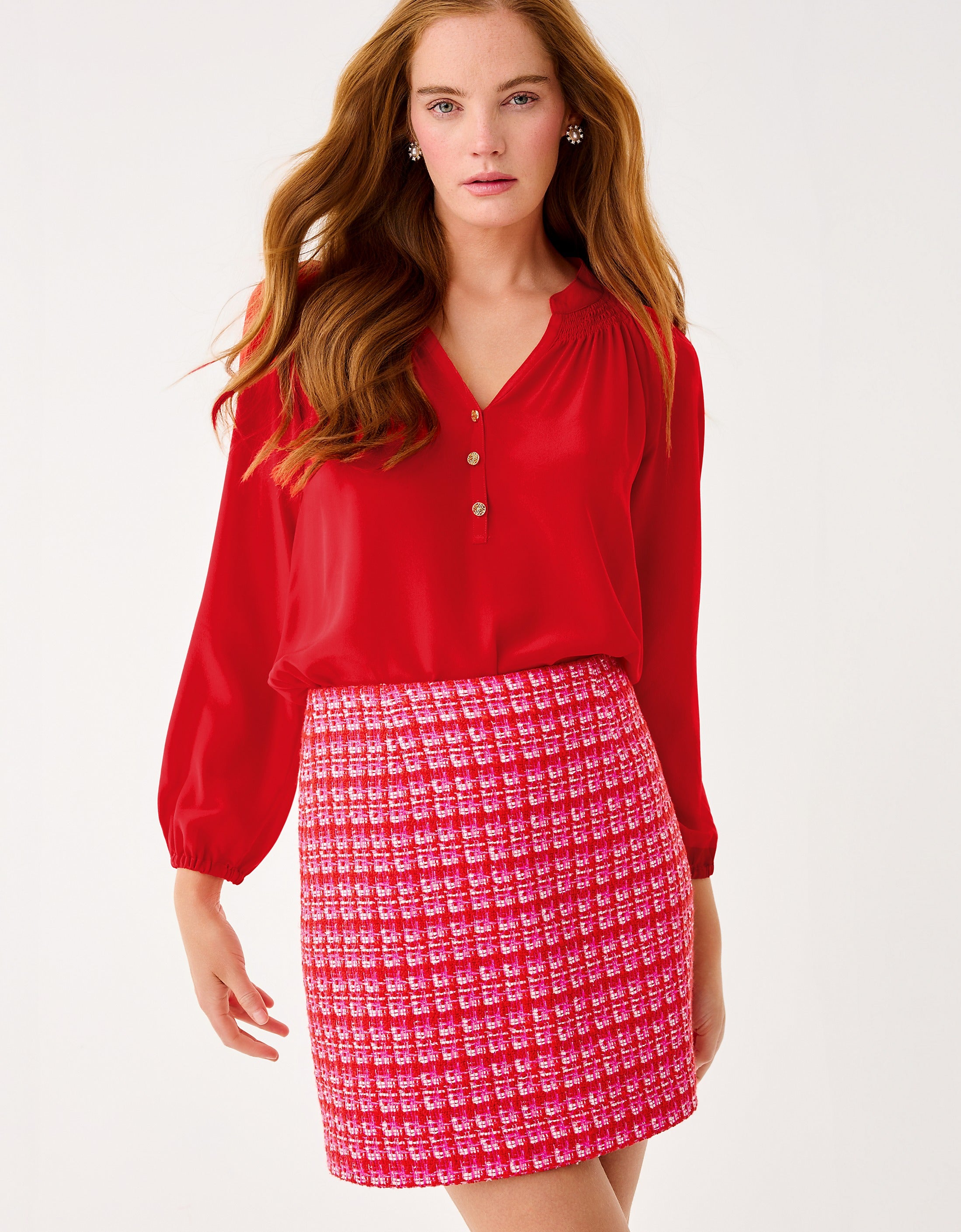 Lilly Pulitzer | Kels Boucle Mini Skirt - Cranberry Red Fiesta Boucle