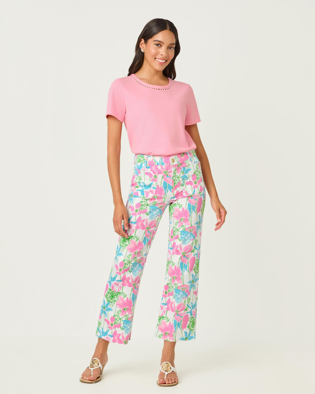 Harleen High Rise Crop Jean - Resort White Viney Liney