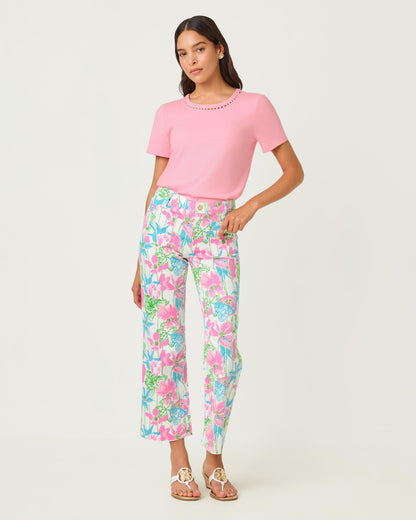 Harleen High Rise Crop Jean - Resort White Viney Liney