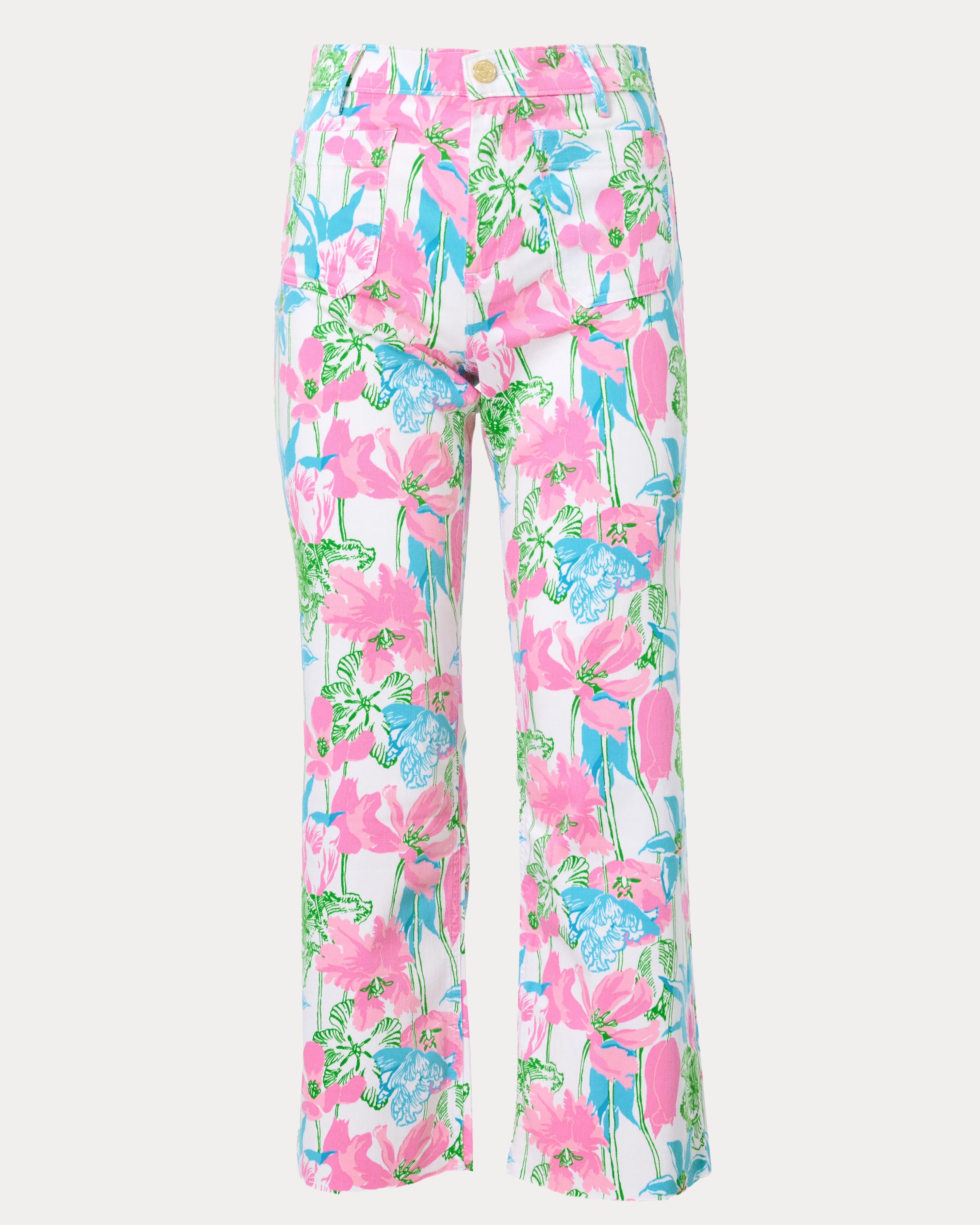 Harleen High Rise Crop Jean - Resort White Viney Liney