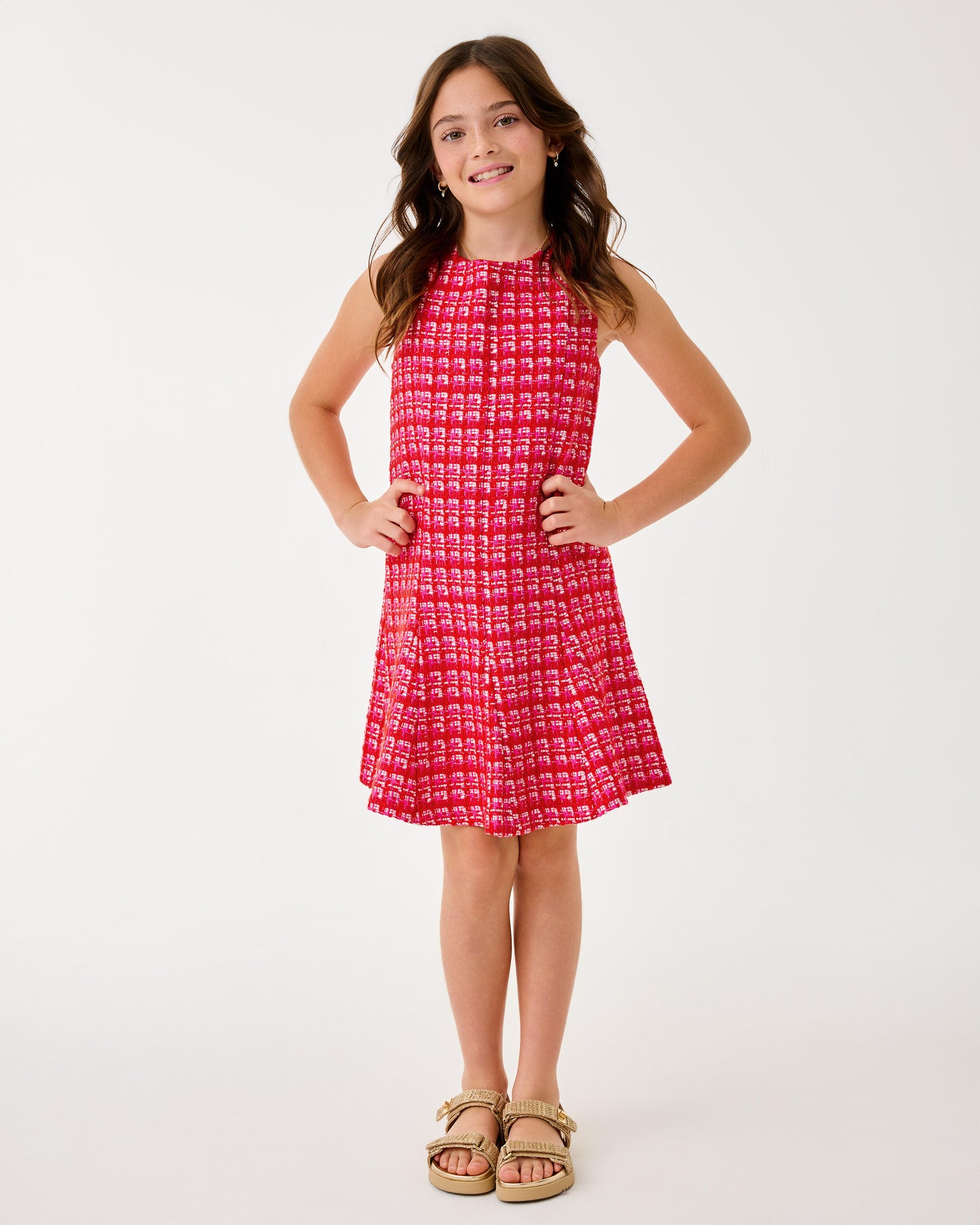 Lilly Pulitzer | Girls Mini Enya Dress - Cranberry Red Fiesta Boucle