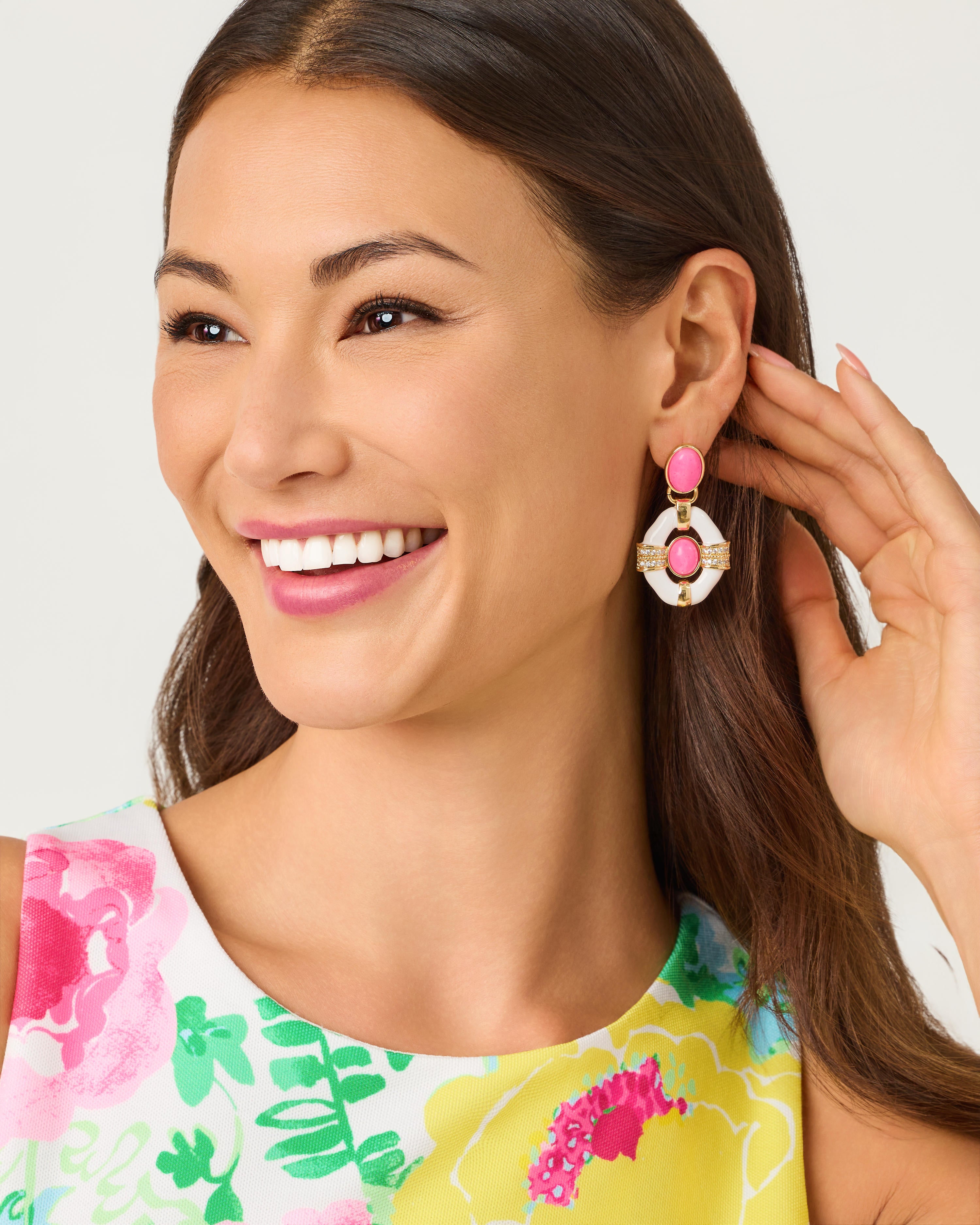 Lilly Pulitzer | Fleur De Lilly Doorknocker Earring - Cherry Blossom Pink