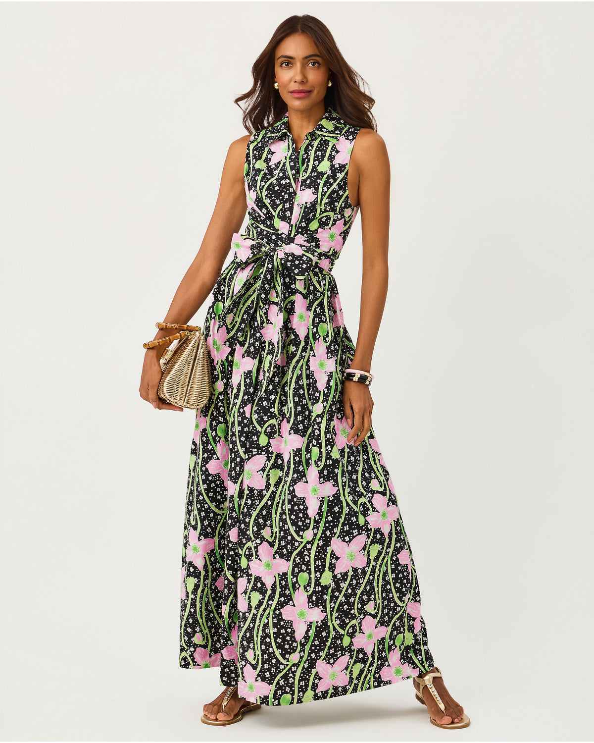 Marria Stretch Maxi Dress - Onyx Blushing Blooms