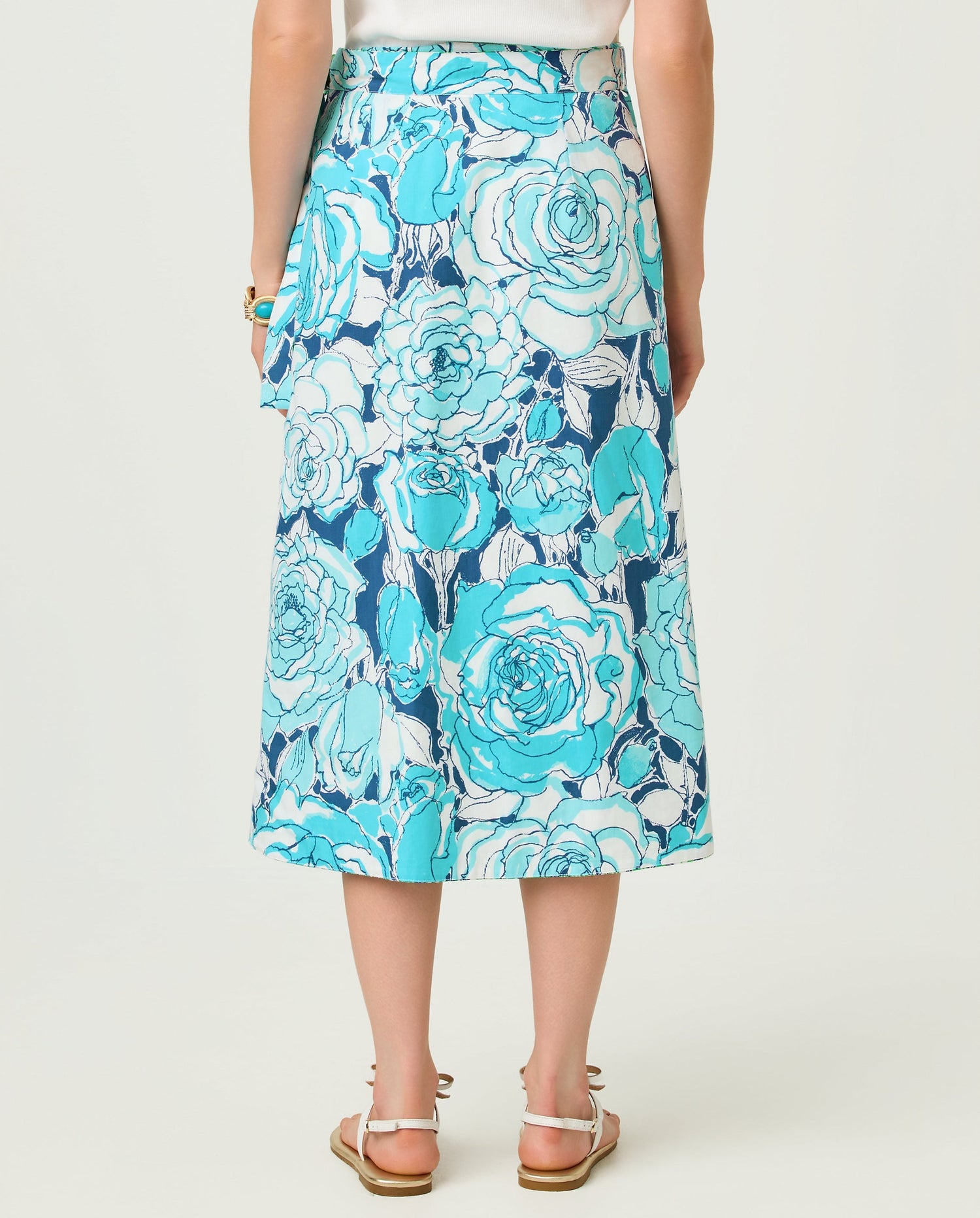 Constance Reversible Midi Wrap Skirt - Putting Green Lilly Of The Valley