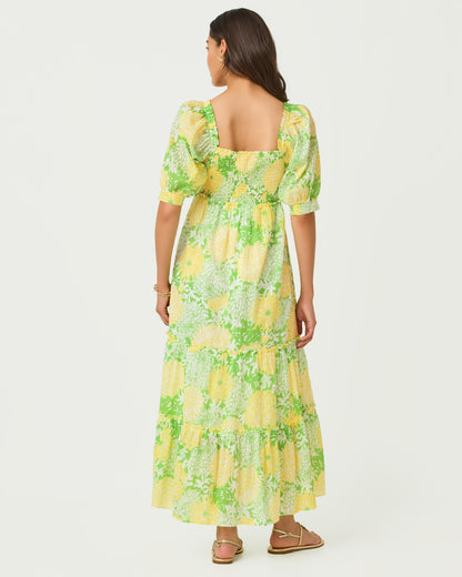 Hadly Short Sleeve Smocked Maxi Dress - Crocodile Green Mumbo Jumbo