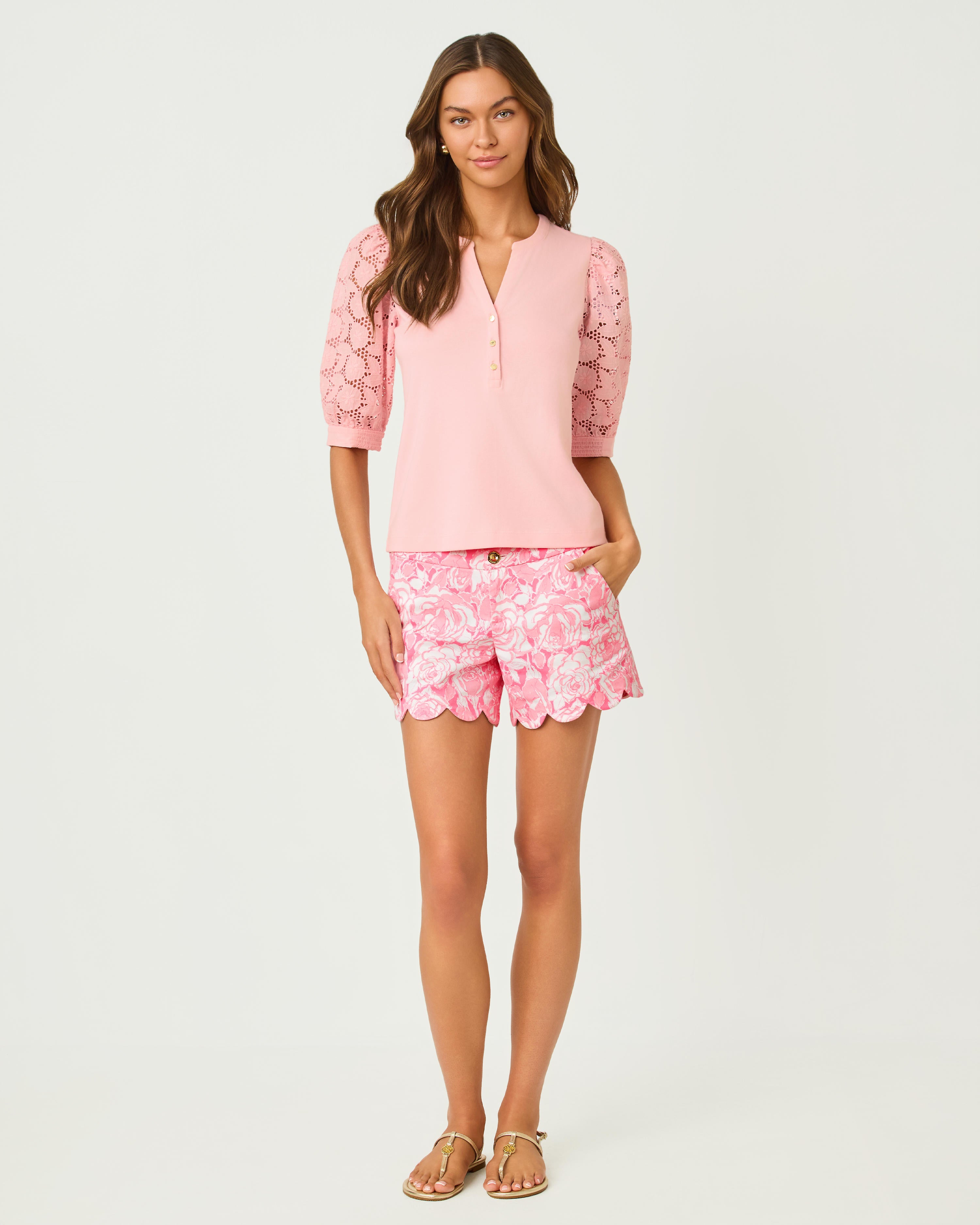 Ronson Eyelet Knit Top - Pink Muse
