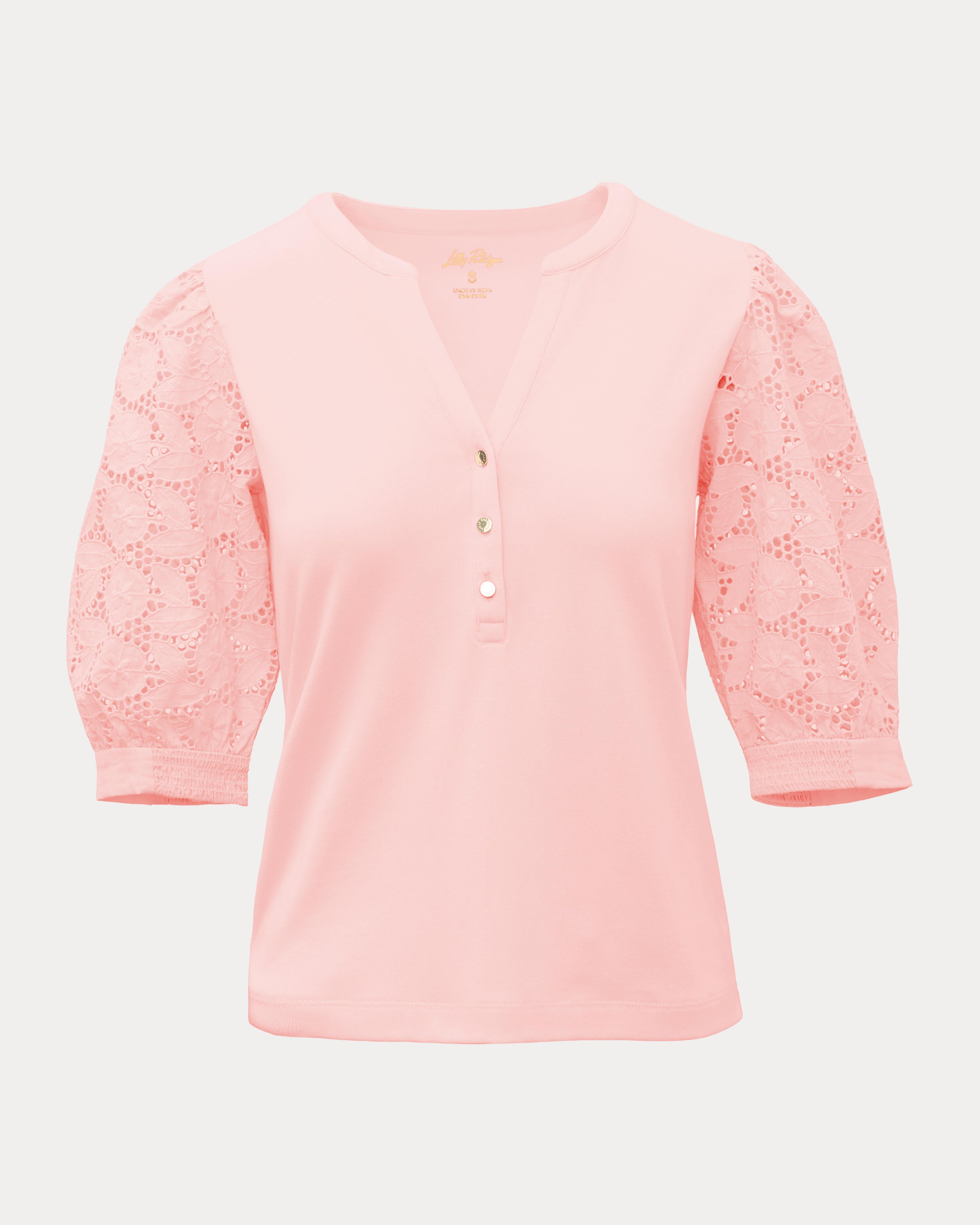 Ronson Eyelet Knit Top - Pink Muse