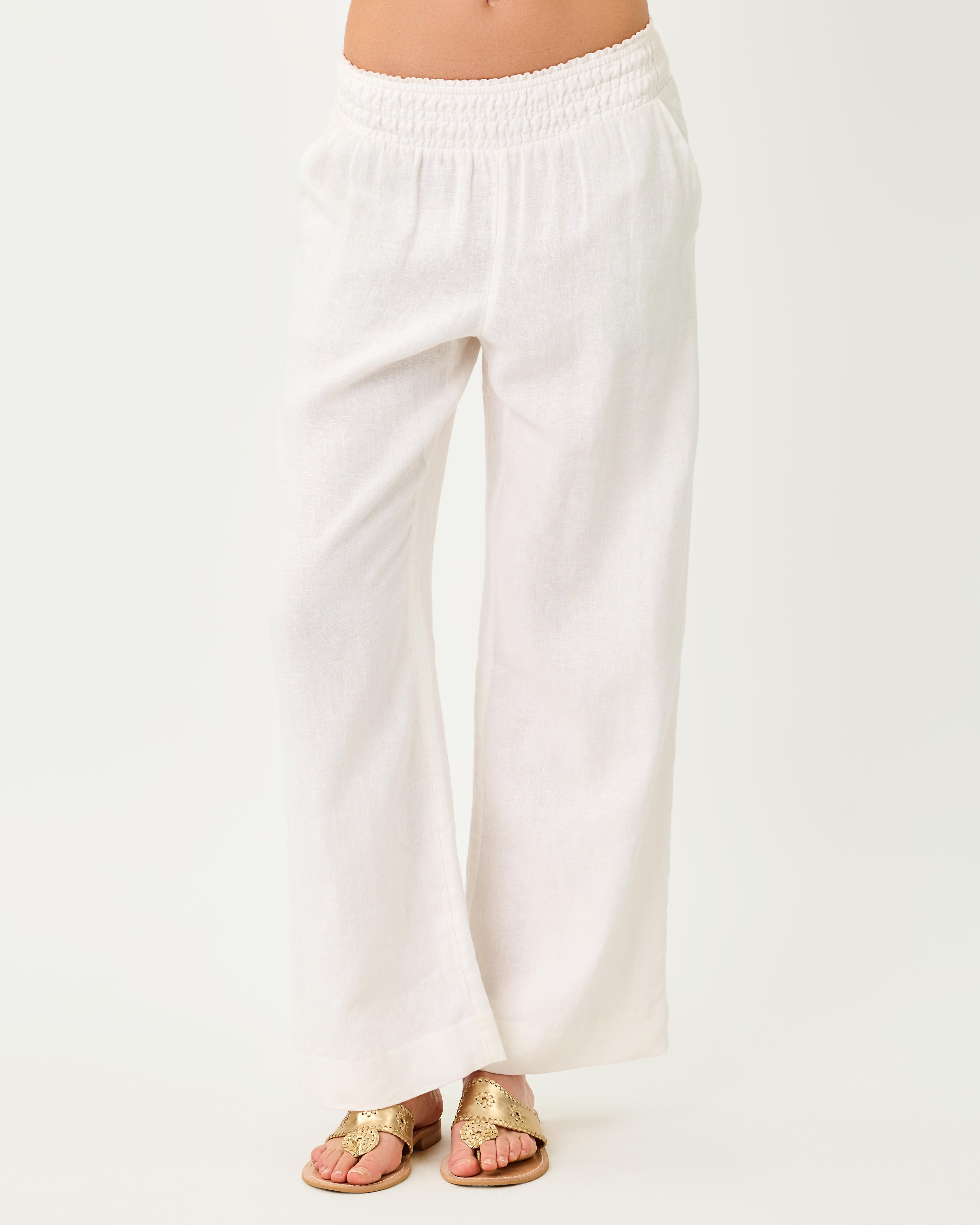31" Mirabella High Rise Linen Palazzo Pant - Resort White