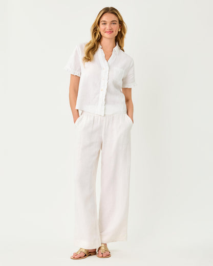 31" Mirabella High Rise Linen Palazzo Pant - Resort White