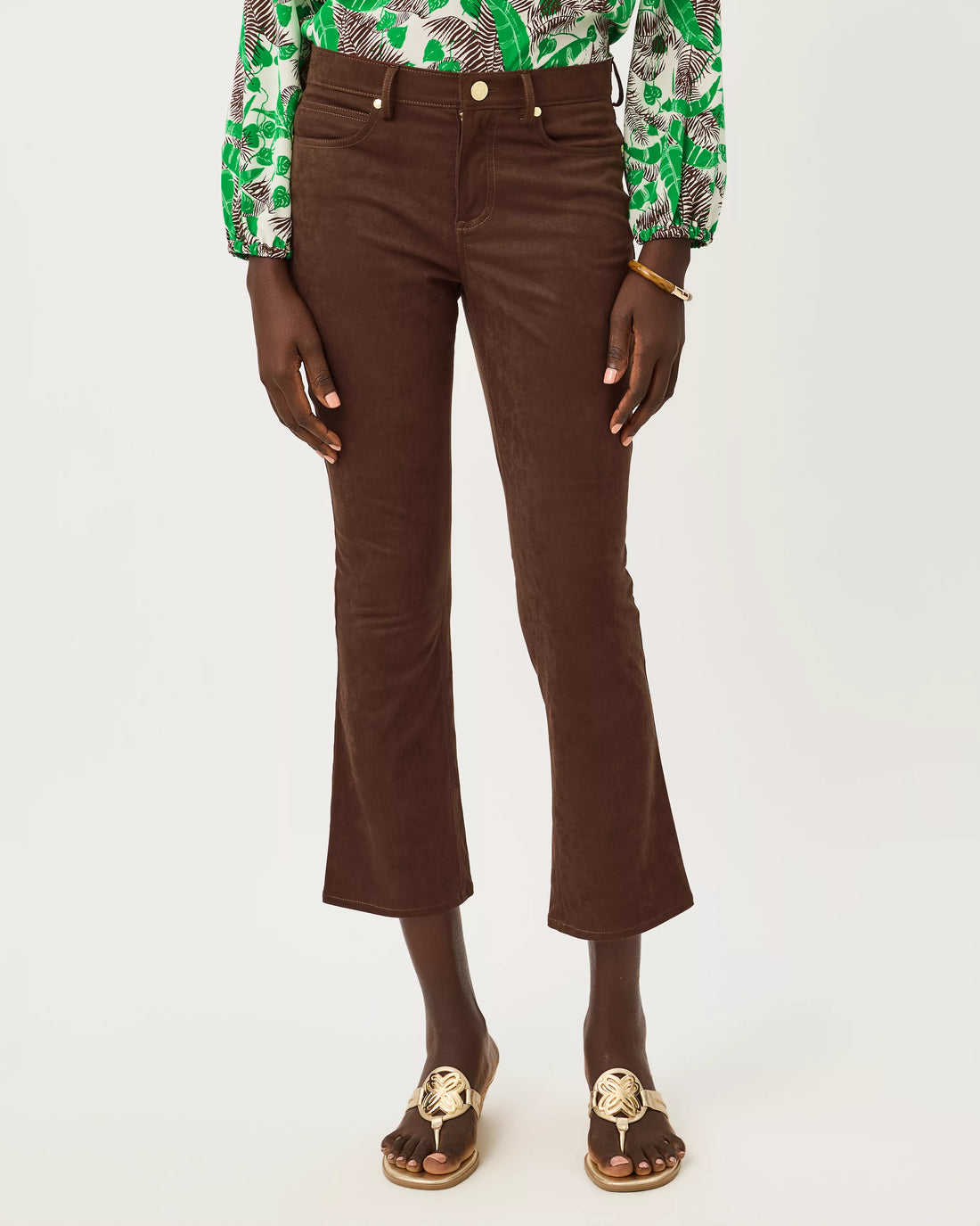 28" Annet Crop Flare Knit Microsuede Pant