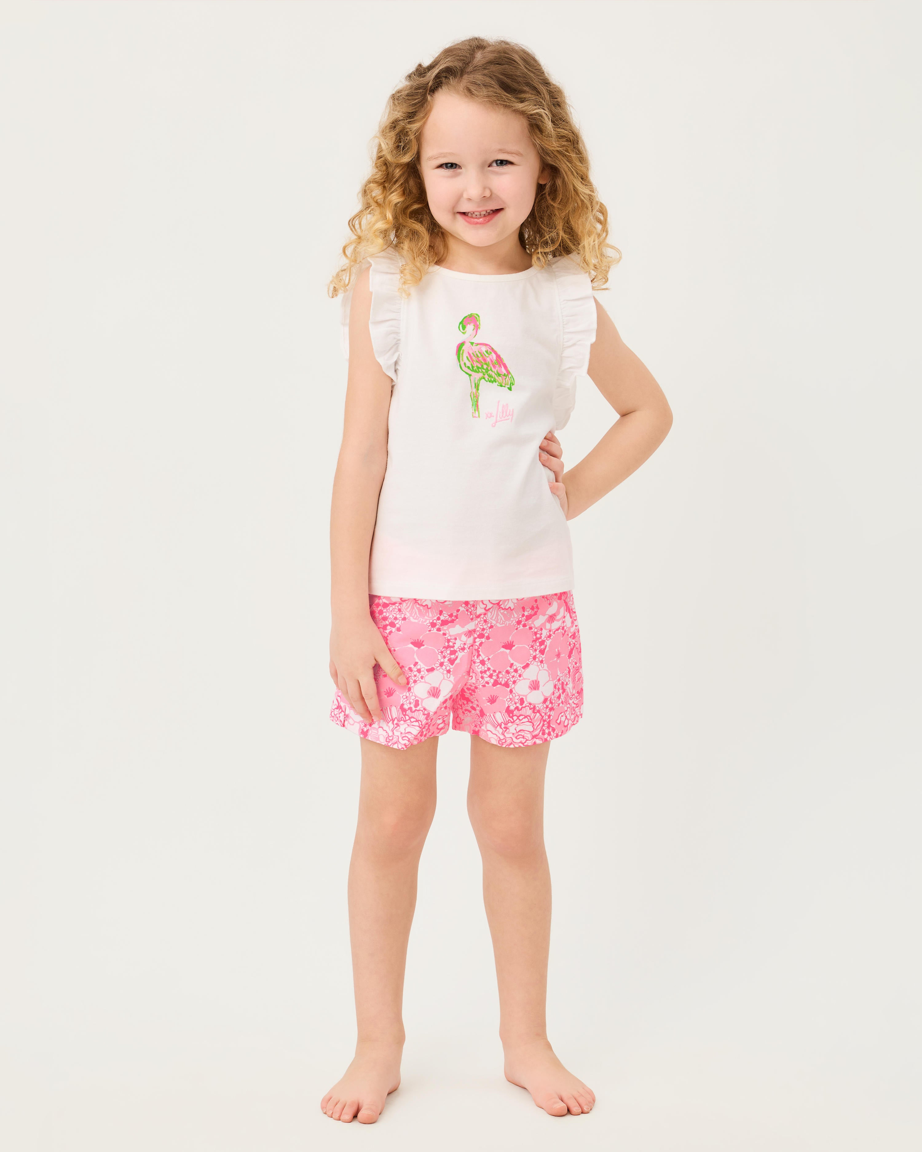 Janie and Jack Girls Clementine Short - Conch Shell Pink Burst Of Joy