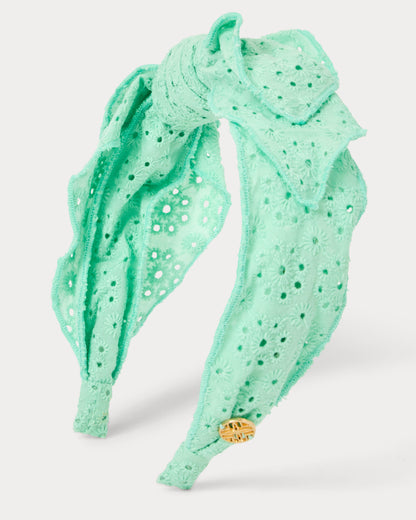Side Bow Knotted Eyelet Headband - Mint Condition