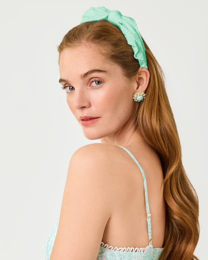 Side Bow Knotted Eyelet Headband - Mint Condition
