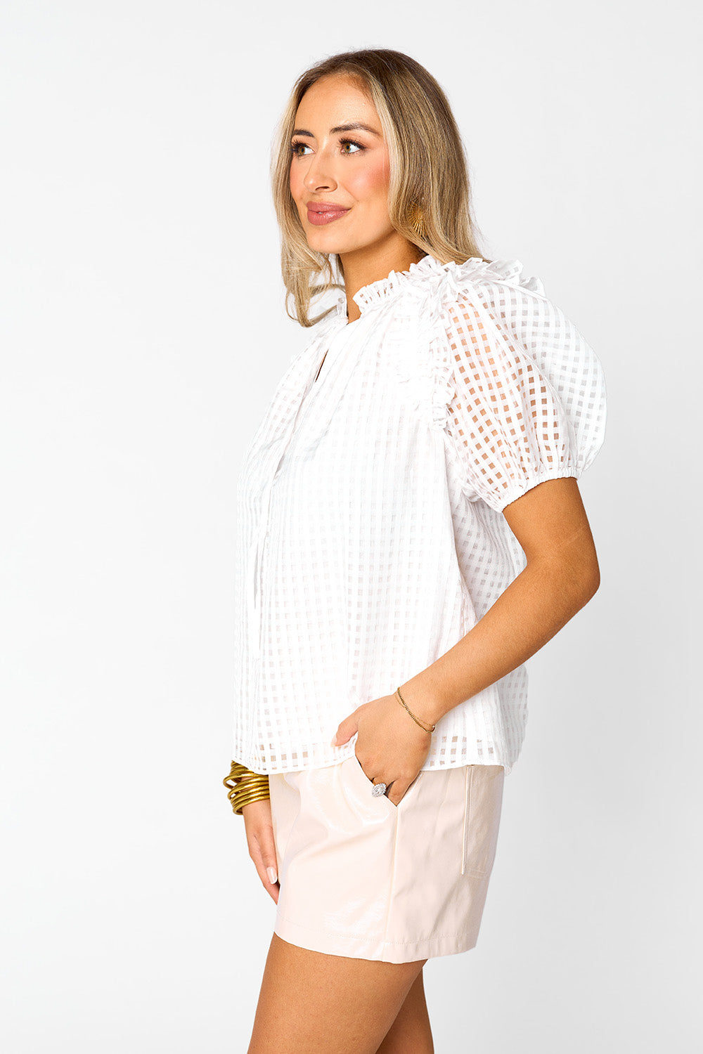 Buddy Love | Essie Ruffle Short Sleeve Top - White