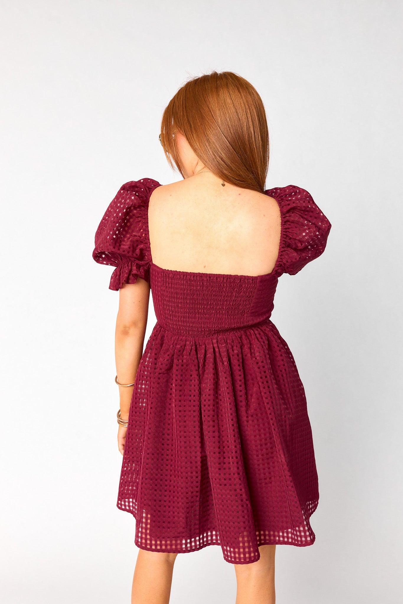 Faye Babydoll Mini Dress - Maroon