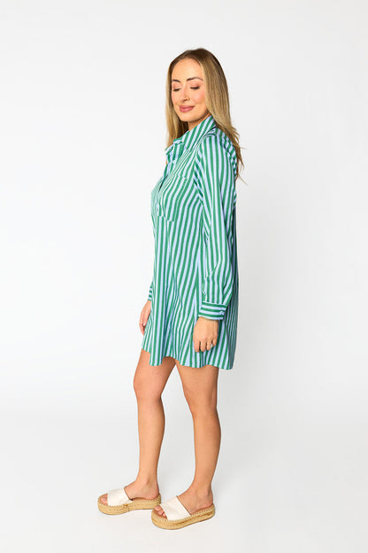 Beau Mini Shirt Dress - Cucumber Water