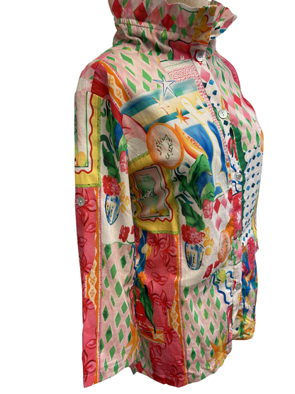 Multi Floral France Print Blouse