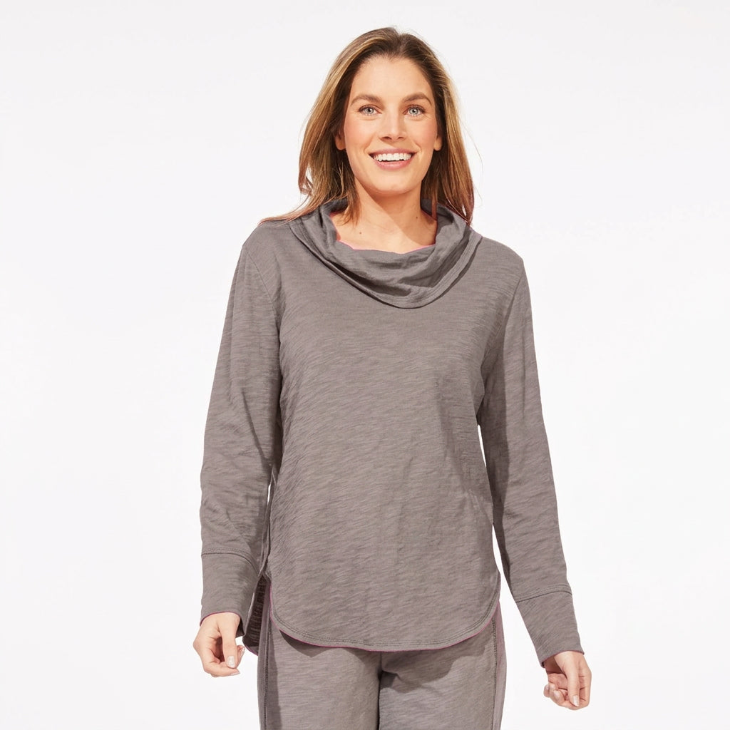 Cotton Slub High Lo Cowl - Volcano