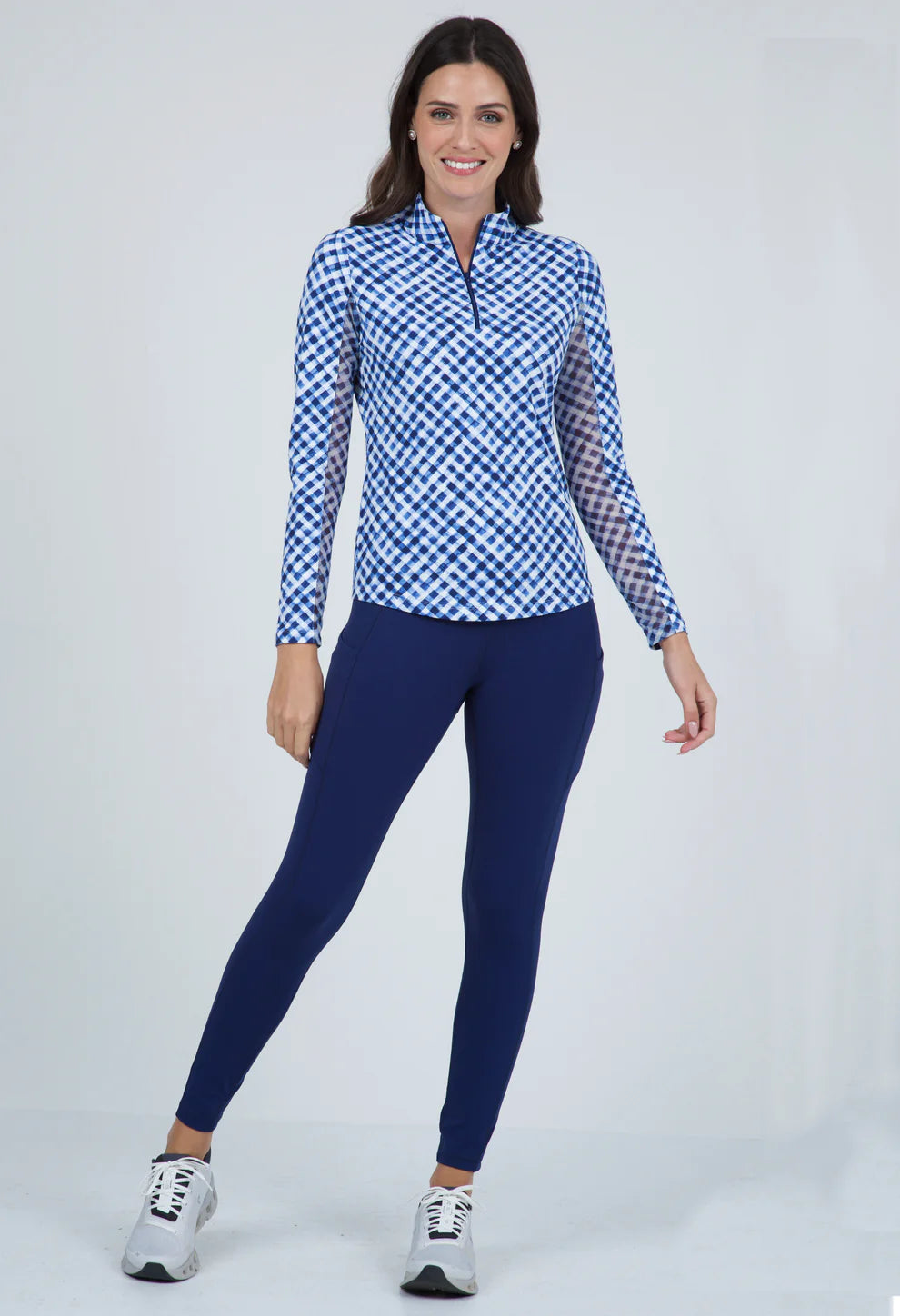 Ibkul | Gingham Check Long Sleeve Top