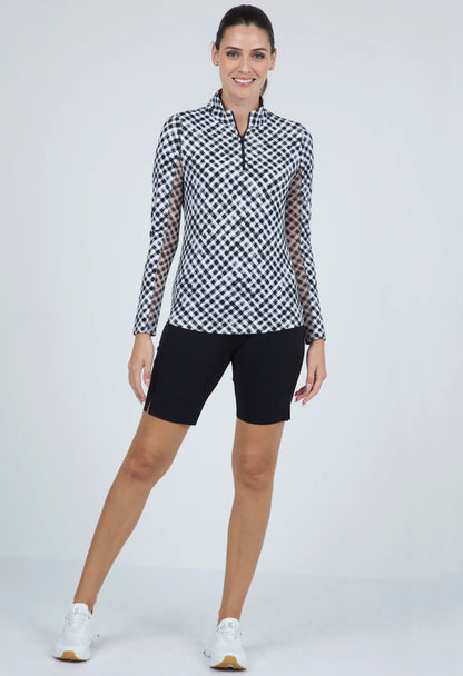 Ibkul | Gingham Check Long Sleeve Top