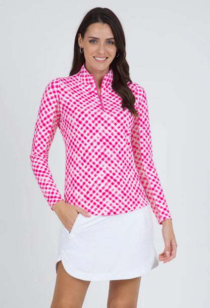 Ibkul | Gingham Check Long Sleeve Top