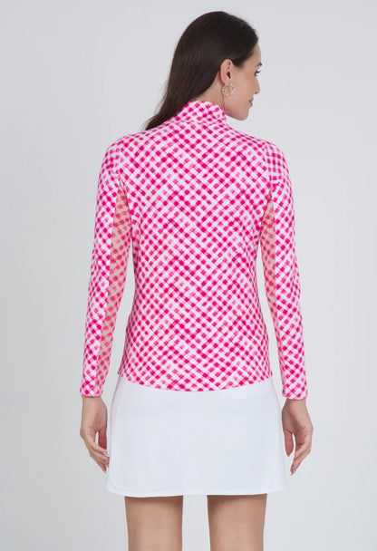 Ibkul | Gingham Check Long Sleeve Top