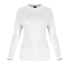 White ribbed long-sleeve top on a white background