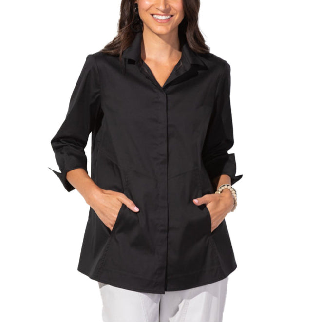 Habitat | Perfect Travel Sld Hidden Placket Shirt - Black