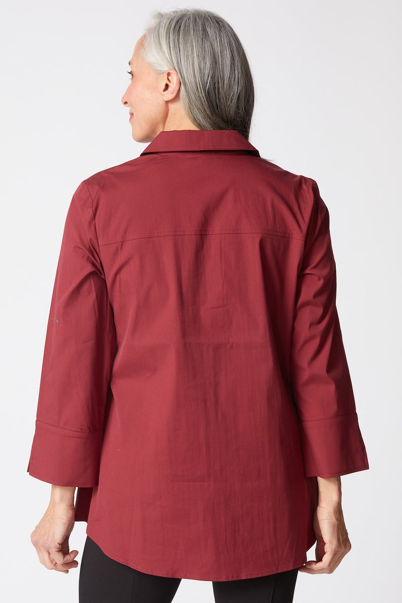 Habitat | Perfect Travel Solid Hidden Placket Shirt - Wine