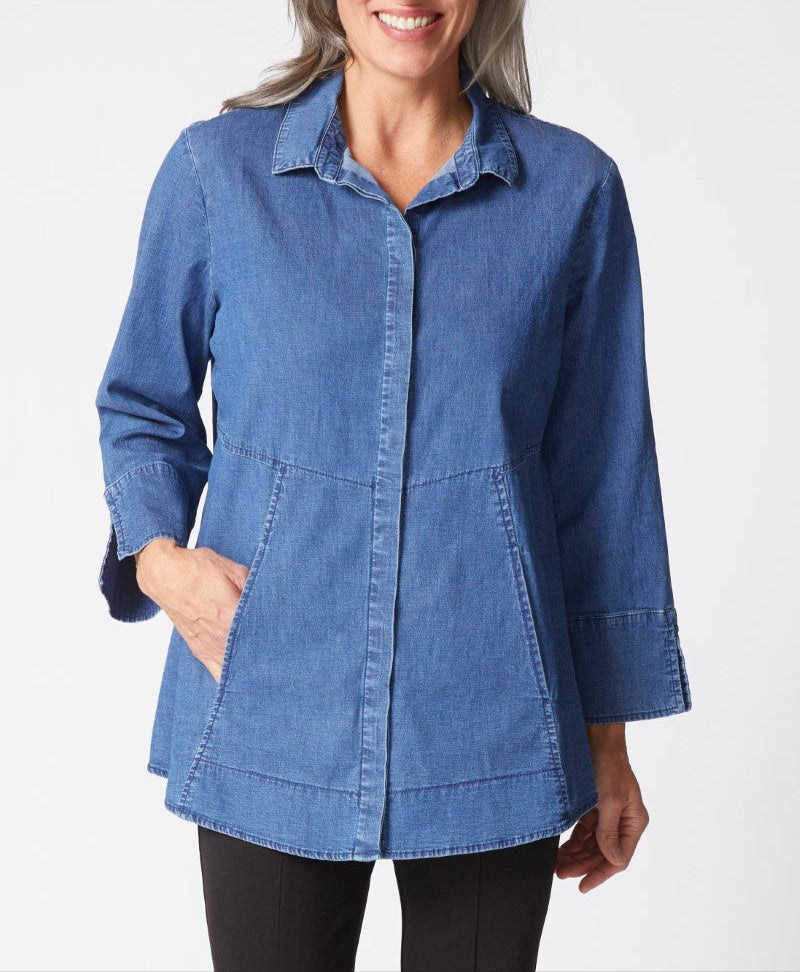 Habitat | Perfect Travel Denim Hidden Placket Shirt - Denim