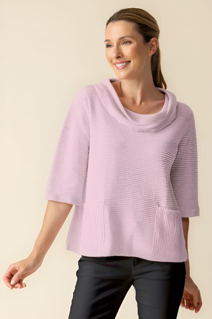Habitat | Peruvian Textured Cotton Split Collar Elbow Sleeve Tee