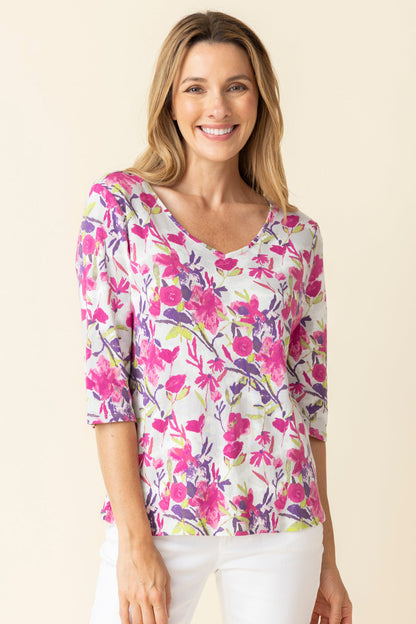 Habitat | Cozy Rib Floral Easy V-neck Tee