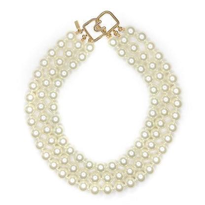 Kenneth Jay Lane| Triple Strand Pearl Necklace - Pearl White