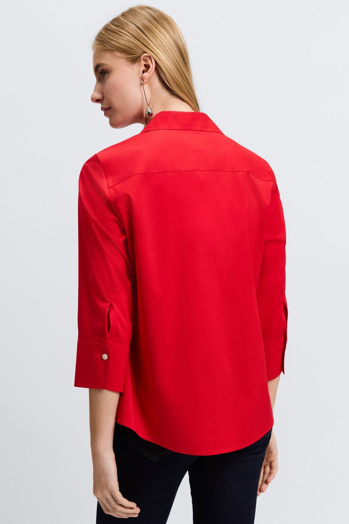 Foxcroft | Mary No Iron Stretch 3/4 Sleeve Shirt - Red