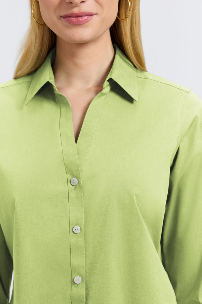 Foxcroft | Mary No Iron Stretch 3/4 Sleeve Shirt - Celery
