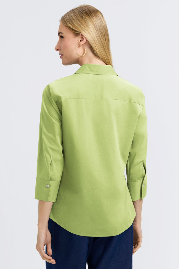Foxcroft | Mary No Iron Stretch 3/4 Sleeve Shirt - Celery