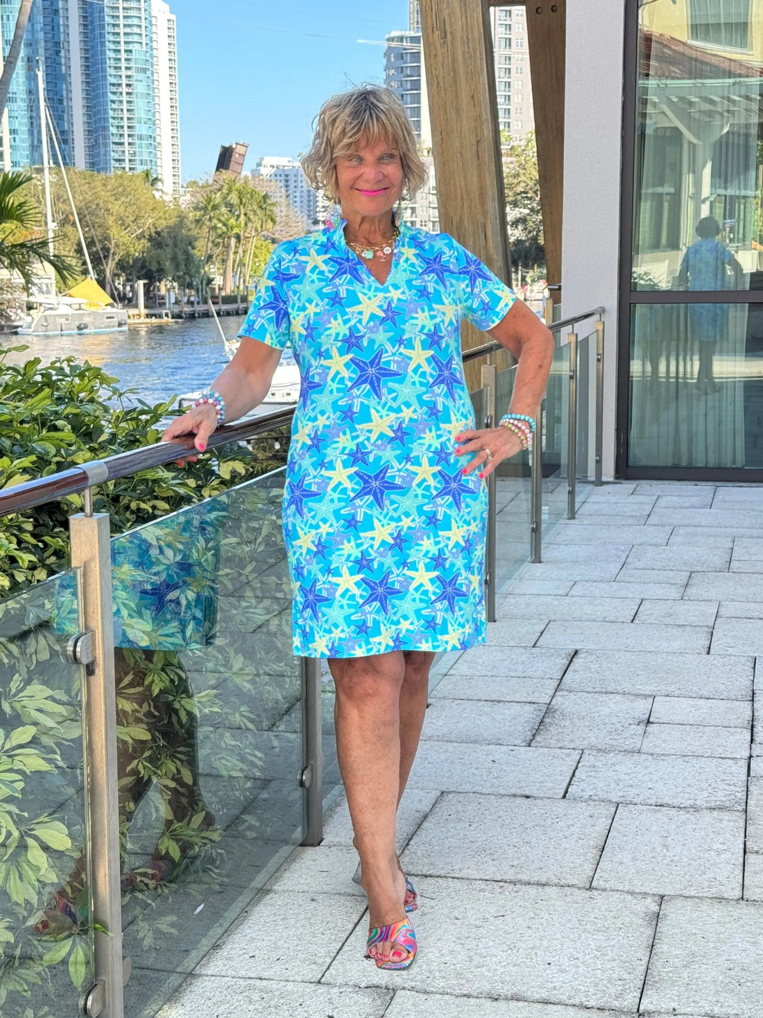 Lulu B | Short Sleeve Dress - Starfish Splash