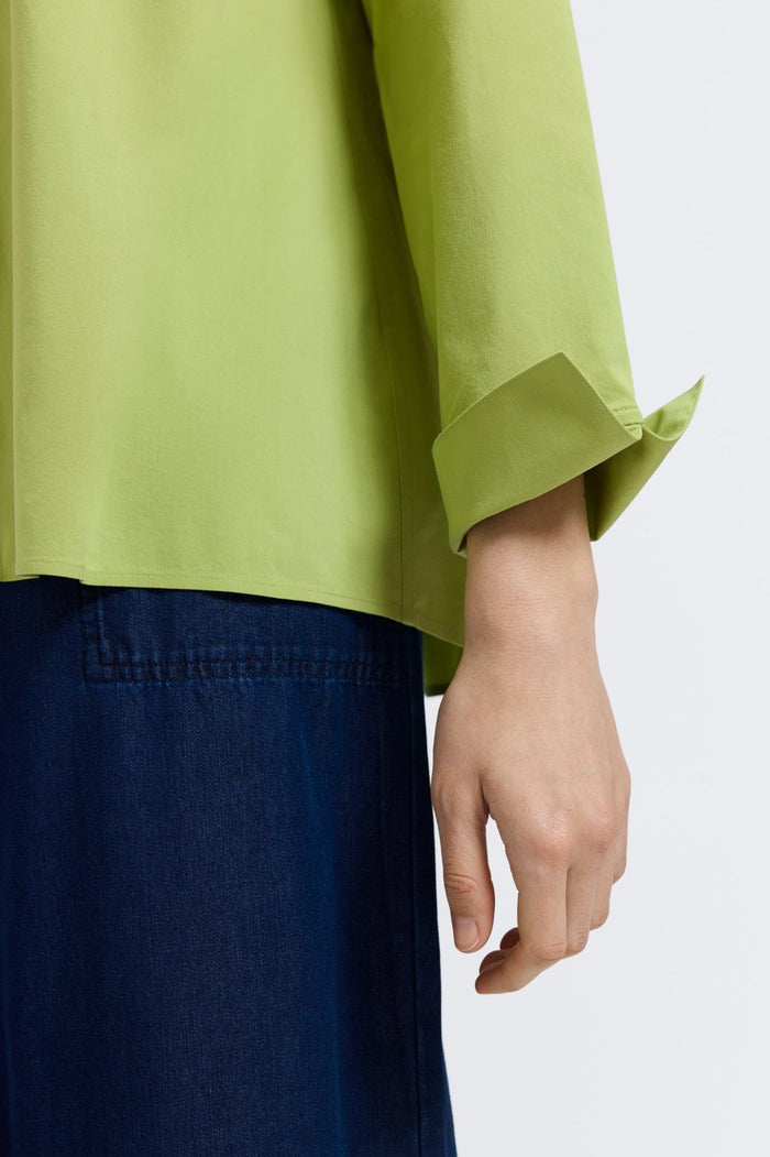 Foxcroft | Agnes No Iron Stretch Long Sleeve Popover Shirt - Celery