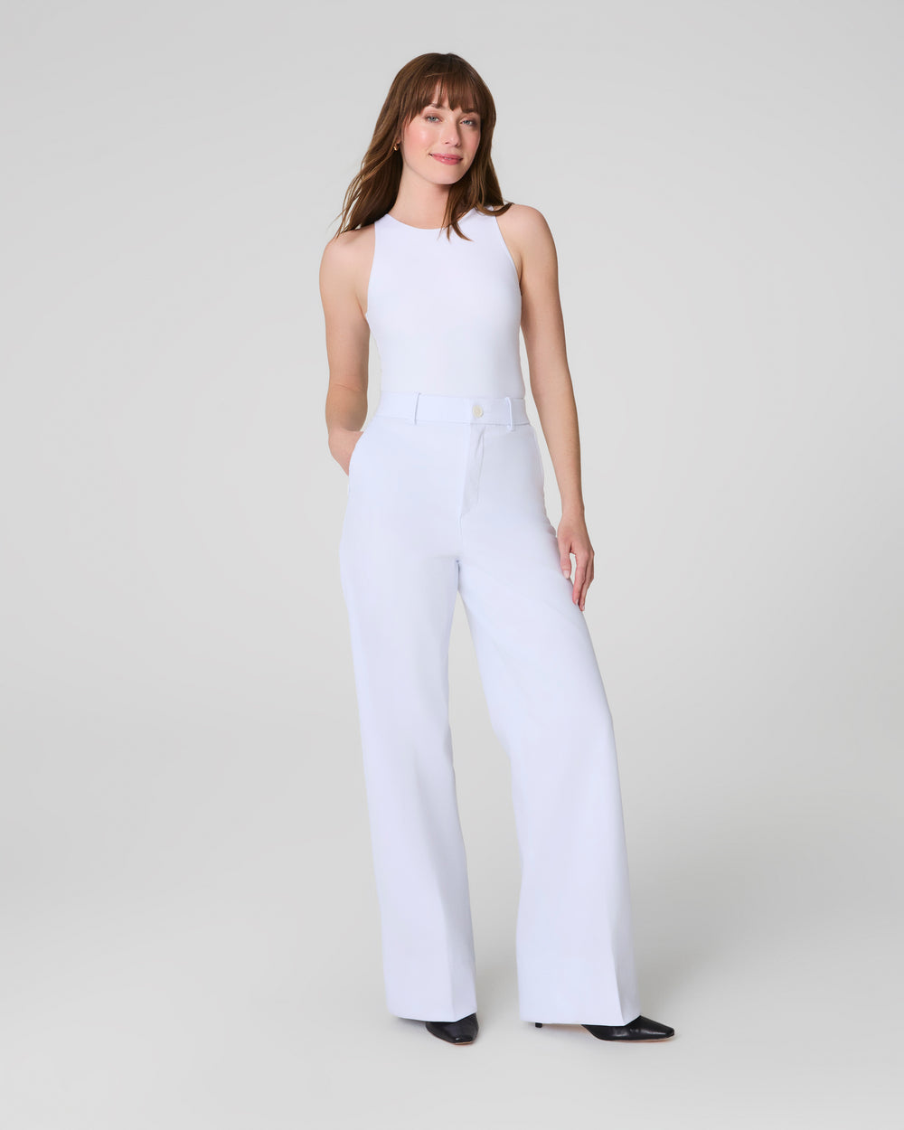 Stretch Twill Wide Leg Pant - White