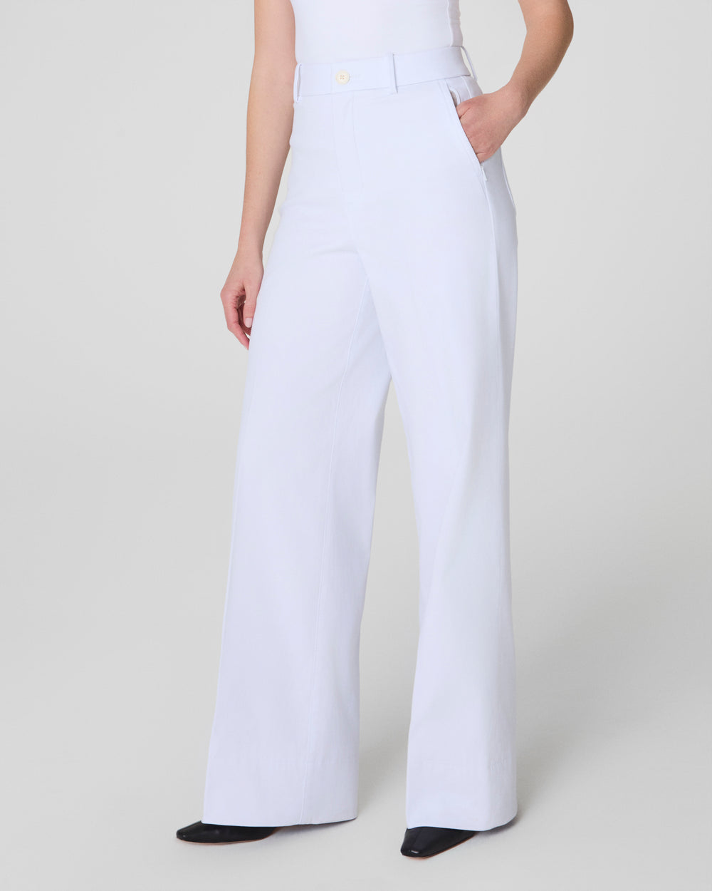 Stretch Twill Wide Leg Pant - White