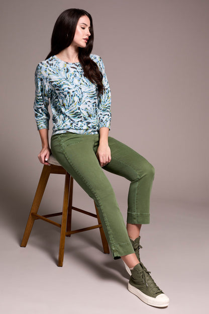Tribal | Soft Yarn Three-Quarter Sleeve Crewneck Sweater